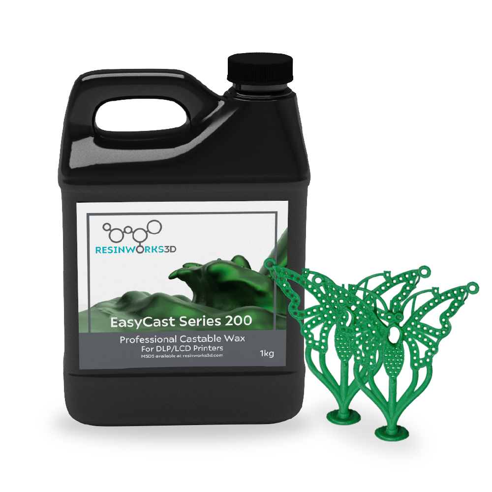 a bottle of EasyCast Series 200 with intricate prints