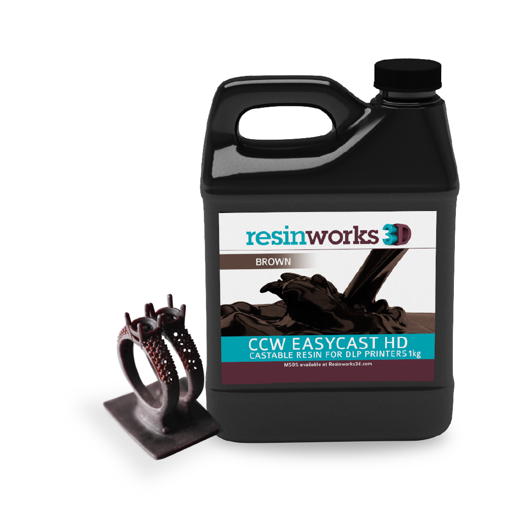 a bottle ofCCW EasyCast HD Brown with intricate prints